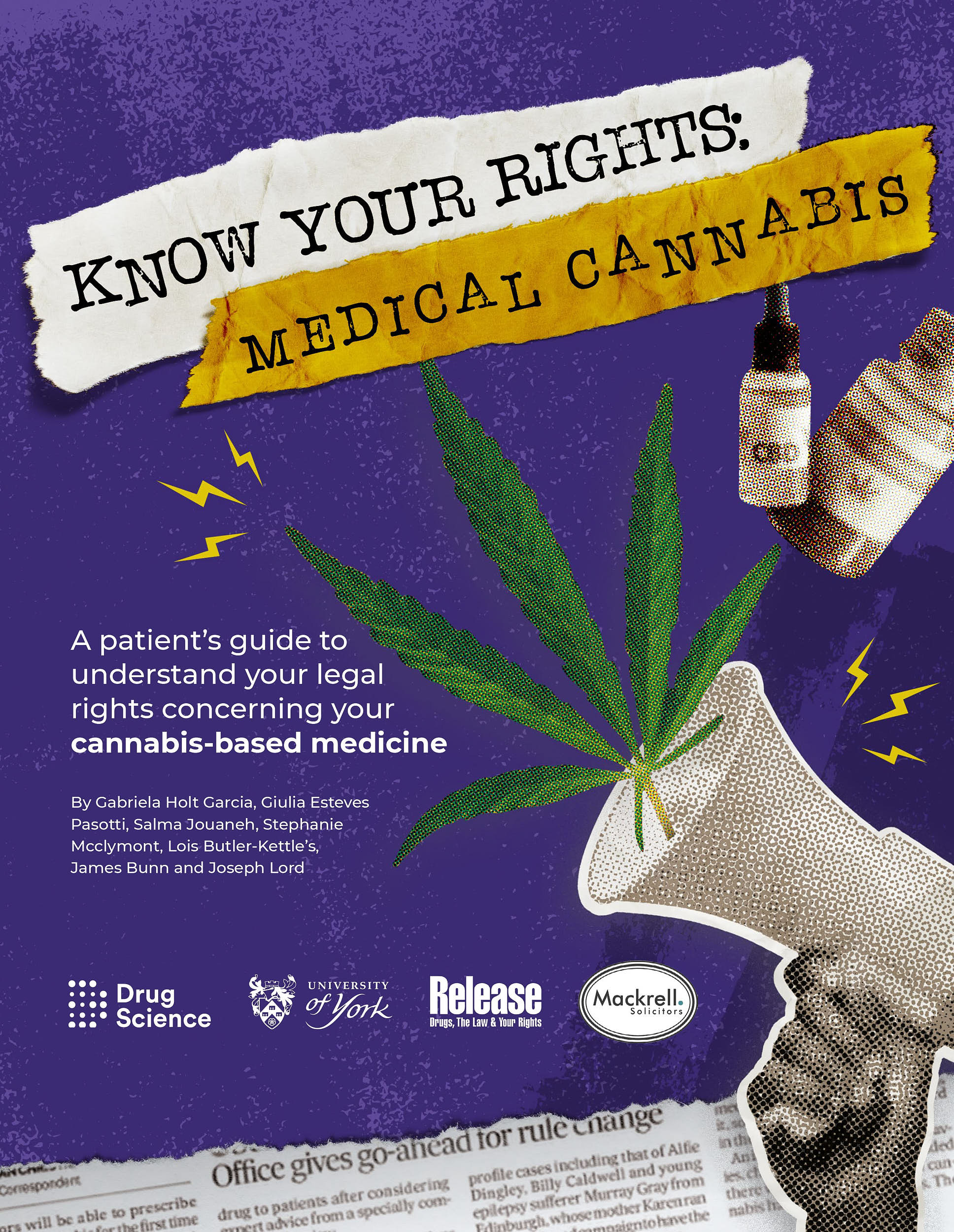 The cover image for an article; showing the article name 'Know Your Rights: Medical Cannabis' with a photo of a loudspeaker emitting a cannabis plant.