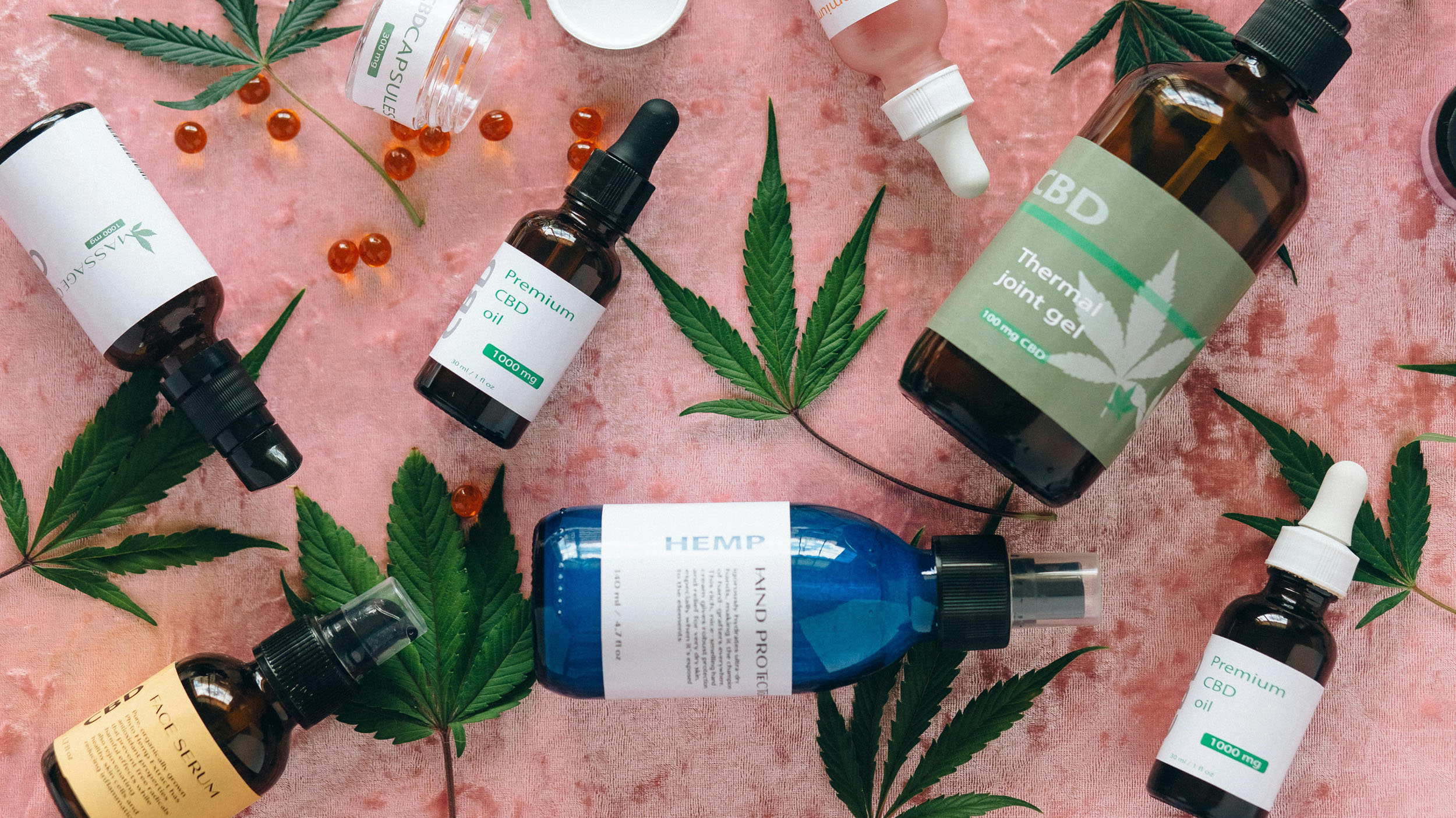 CBD product range illustrating how consumption method impacts how long CBD stays in your system