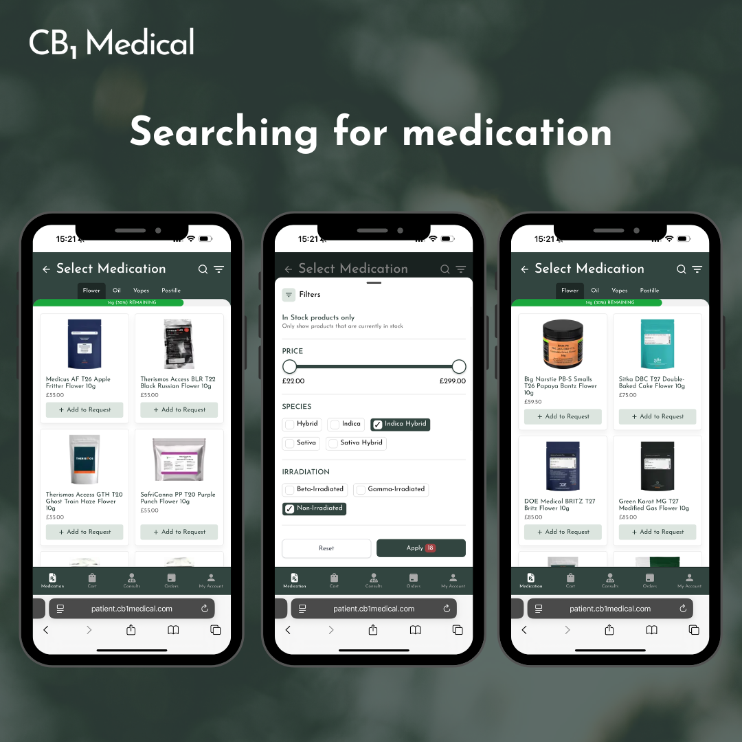 How to search for medication on the CB1 Patient Portal