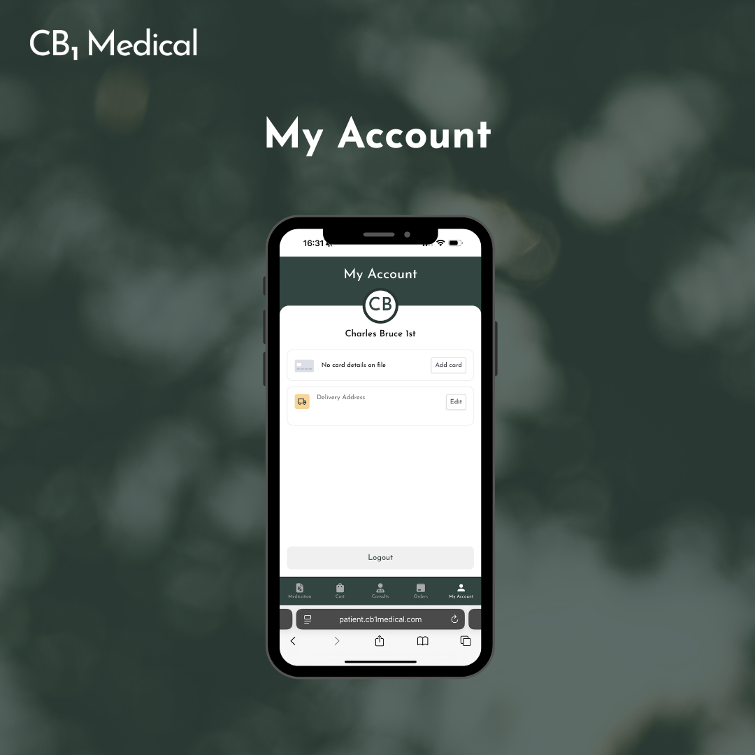 How to use the 'My account' tab on the CB1 Medical Patient Portal
